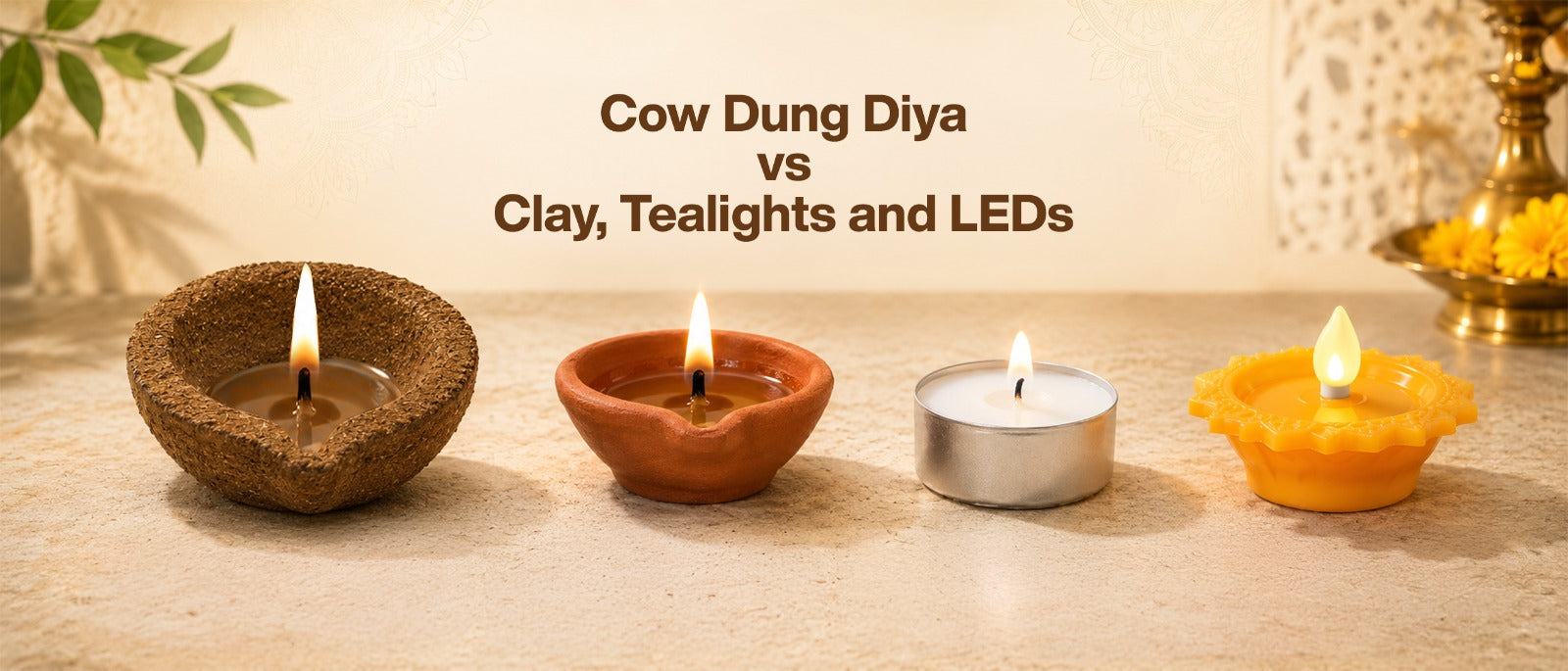 Cow Dung Diya vs Clay, Tealights, and LEDs: What Burns in Your Pooja Room Matters